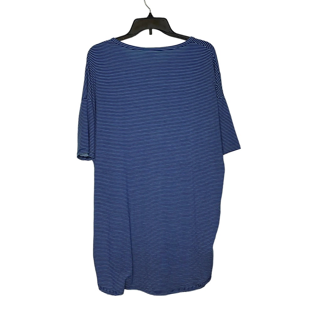 LuLaRoe Tunic Top Size XS Blue White Striped Womens Stretch‎ Blend SS T-Shirt - Picture 9 of 9